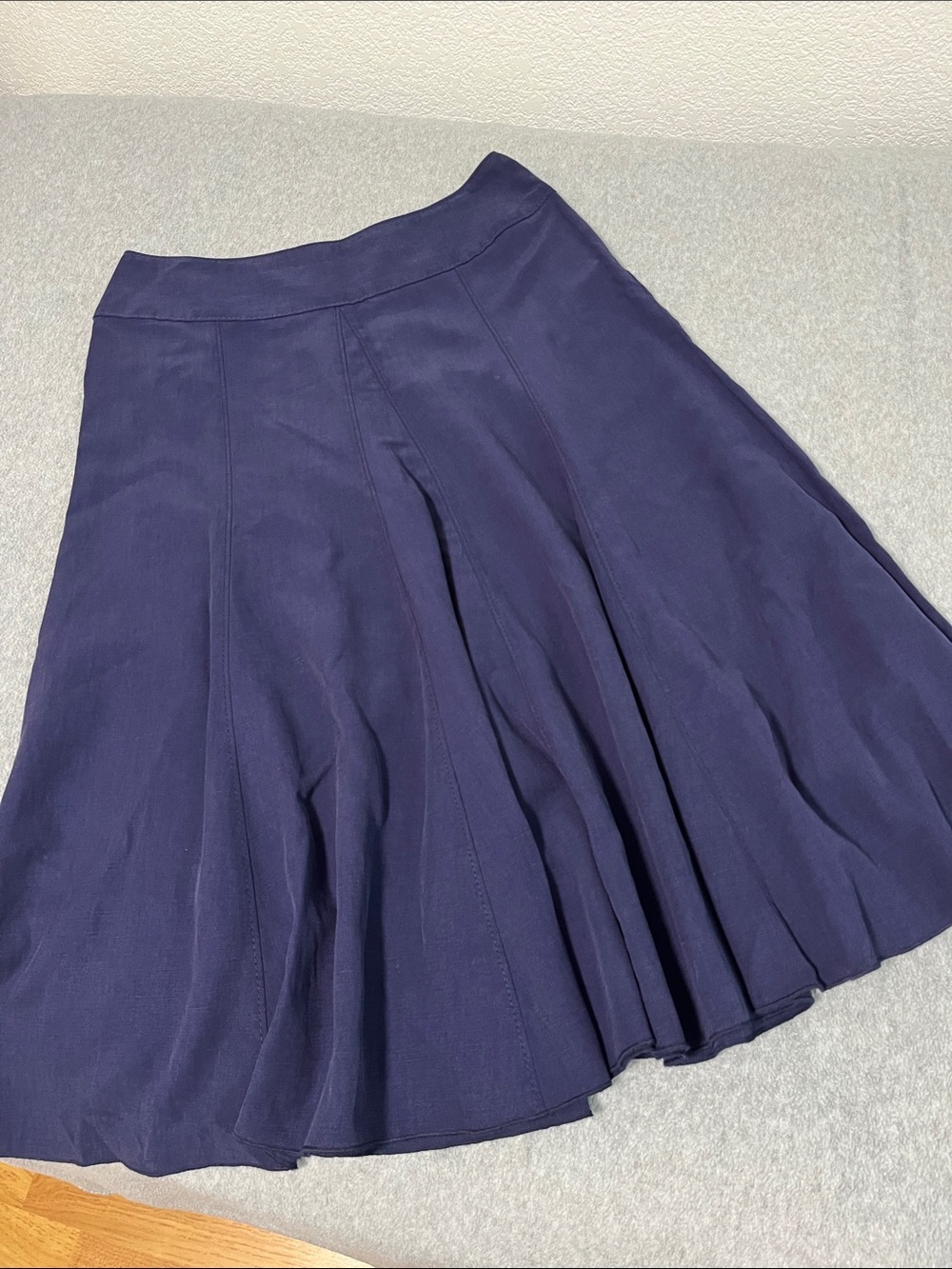 J. Jill Midi Blue Skirt Size 8 Linen Blend Modest Office Career Grunge